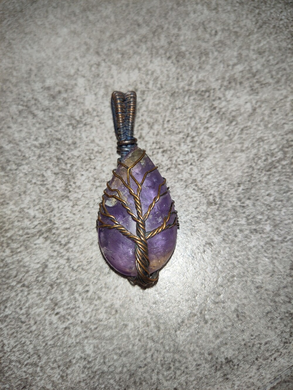 Wire Wrapped Amethyst Tree of Life Pendant Purple Gemstone Boho Handmade Jewelry